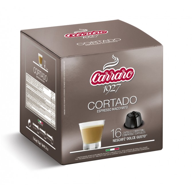 CARRARO, CAFFE' CORTADO, Dolce Gusto kapsulės, 16 vnt. CARRARO, CAFFE' CORTADO, Dolce Gusto kapsulės, 16 vnt.