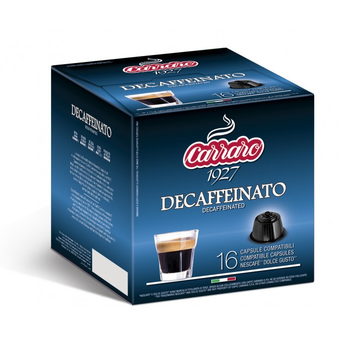 CARRARO, CAFFE' DECAFF, Dolce Gusto kapsulės, 16 vnt CARRARO, CAFFE' DECAFF, Dolce Gusto kapsulės, 16 vnt