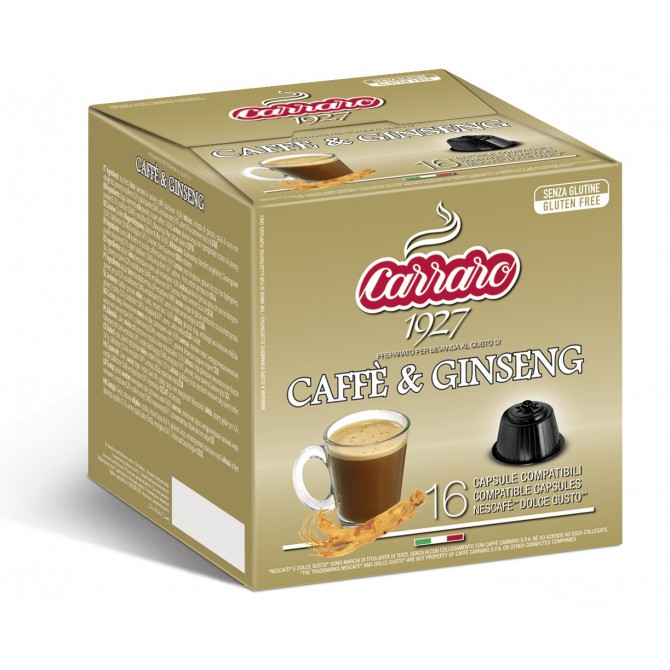 CARRARO, CAFFE' GINSENG, Dolce Gusto kapsulės, 16 vnt. CARRARO, CAFFE' GINSENG, Dolce Gusto kapsulės, 16 vnt.
