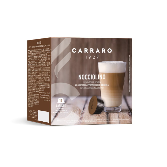 CARRARO, CAFFE' NOCCIOLINO, Dolce Gusto kapsulės, 16 vnt. CARRARO, CAFFE' NOCCIOLINO, Dolce Gusto kapsulės, 16 vnt.