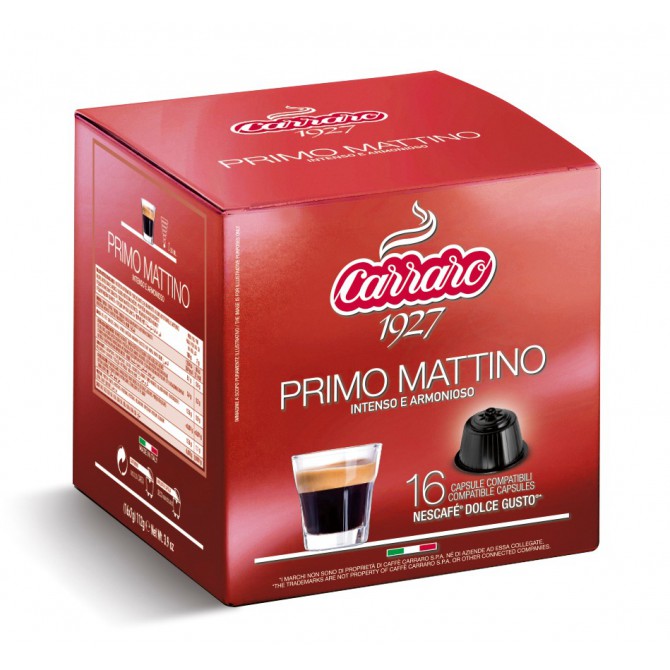 CARRARO, CAFFE' PRIMO MATTINO, Dolce Gusto kapsulės, 16 vnt. CARRARO, CAFFE' PRIMO MATTINO, Dolce Gusto kapsulės, 16 vnt.