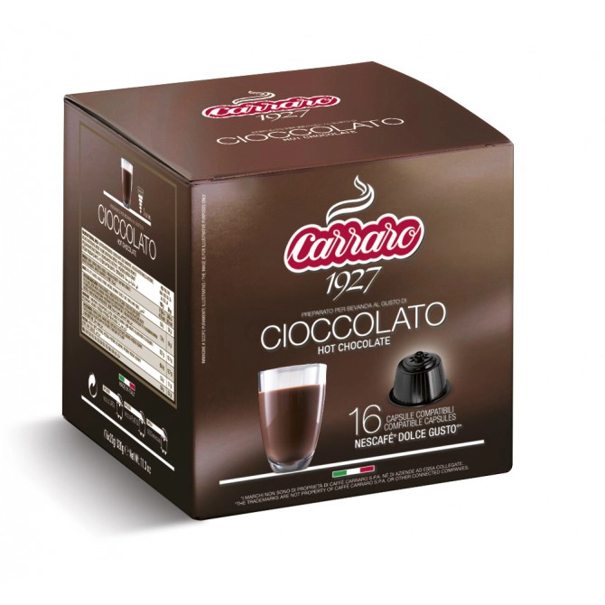 CARRARO, Cioccolato 16 vnt. Dolce Gusto kapsulės, 7g CARRARO, Cioccolato 16 vnt. Dolce Gusto kapsulės, 7g