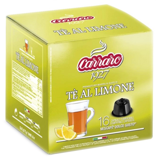 CARRARO, Lemon Tea 16 vnt. Dolce Gusto kapsulės, 7g CARRARO, Lemon Tea 16 vnt. Dolce Gusto kapsulės, 7g