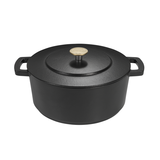 COMBEKK Dutch Oven Original perdirbto ketaus puodas, 28 cm, emaliuotas, 6 l – puikus šilumos paskirstymas, skirtas lėtam virimui