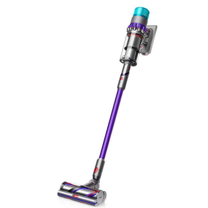 DYSON Gen5detect Absolute belaidis dulkių siurblys - Tamsiai pilkas korpusas su blizgiais mėlynais akcentais, lengva ir kompaktiška konstrukcija, ergonomiška rankena, belaidis dizainas