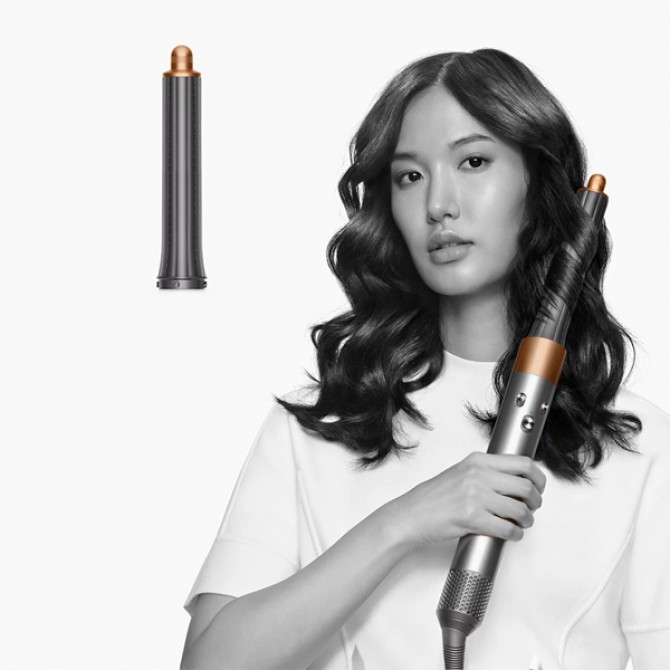 DYSON HS05 AIRWRAP Long Origin, pilka/varis – temperatūros kontrolė užtikrina, kad plaukai nebūtų perkaitinti, išlaiko natūralų jų blizgesį.