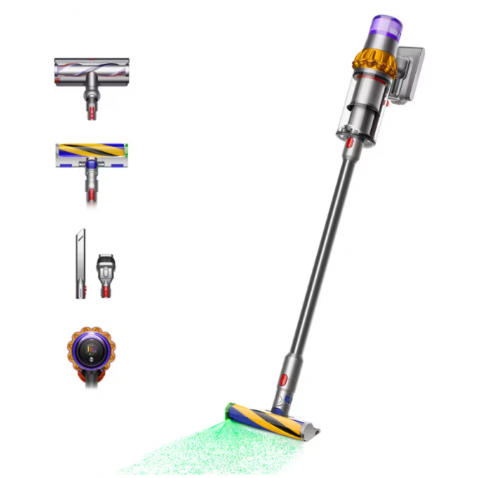 DYSON V15 Detect Absolute belaidis dulkių siurblys, aukso spalvos - Galingas siurbimas, efektyvus dulkių pašalinimas nuo įvairių paviršių, ilgas baterijos veikimo laikas