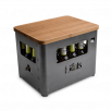 HOFATS BEER BOX padėklas. Masyvus bambukas, lakas, ruda, ovalūs kampai.