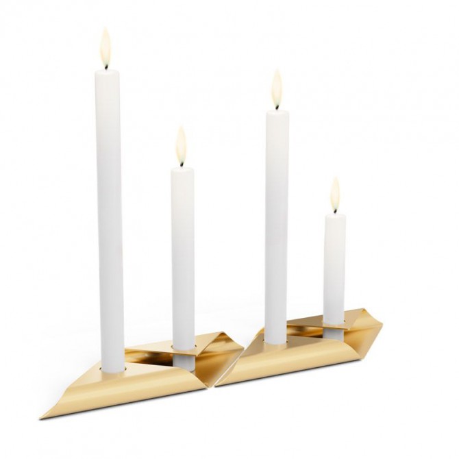 HOFATS SQUARE CANDLE žvakių laikiklių rinkinys aukso, 4 vnt.