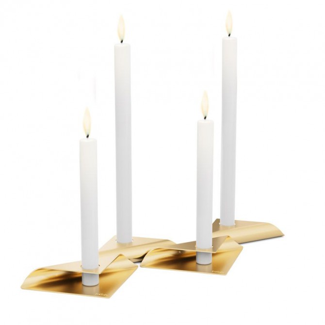HOFATS SQUARE CANDLE žvakių laikiklių rinkinys aukso, 4 vnt.