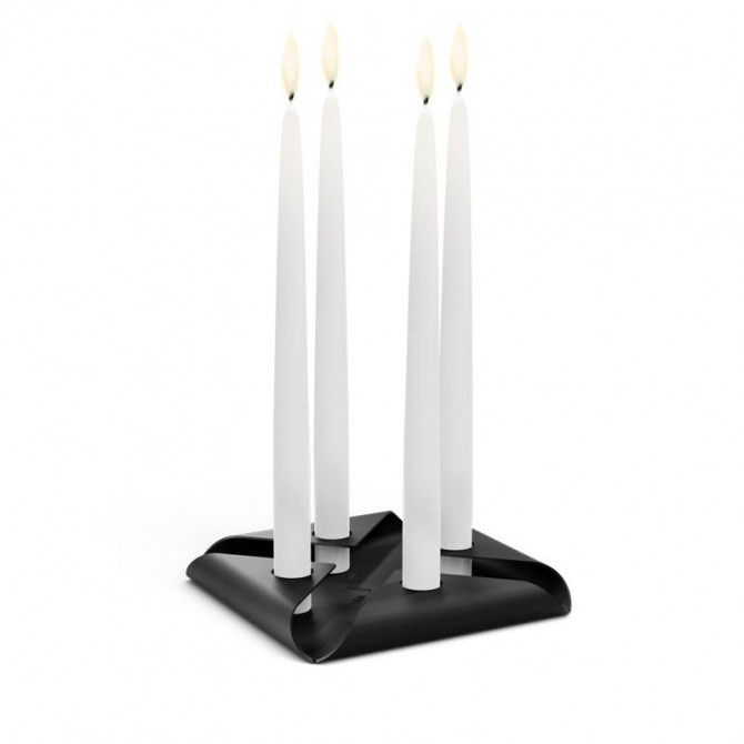 HOFATS SQUARE CANDLE žvakių laikiklių rinkinys juoda, 4 vnt.