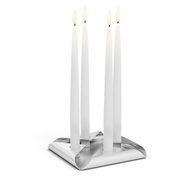 HOFATS SQUARE CANDLE žvakių laikiklių rinkinys sidabrinis, 4 vnt.