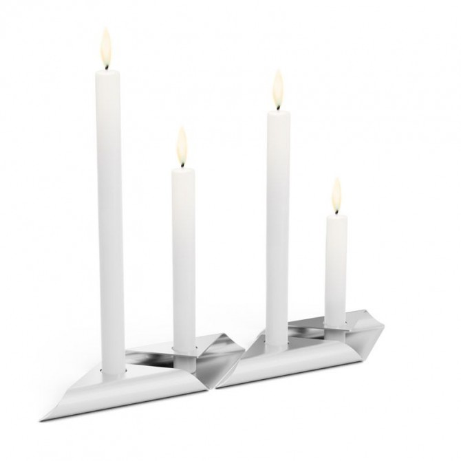 HOFATS SQUARE CANDLE žvakių laikiklių rinkinys sidabrinis, 4 vnt.