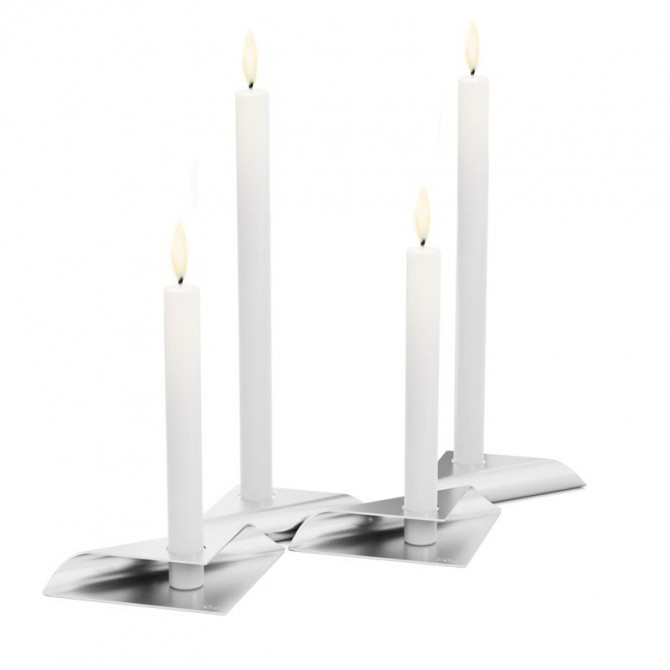 HOFATS SQUARE CANDLE žvakių laikiklių rinkinys sidabrinis, 4 vnt.