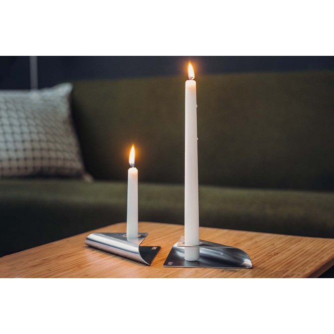 HOFATS SQUARE CANDLE žvakių laikiklių rinkinys sidabrinis, 4 vnt.