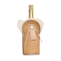 KYWIE vyno butelio šaldiklis iš avies kailio, Champagne camel suede