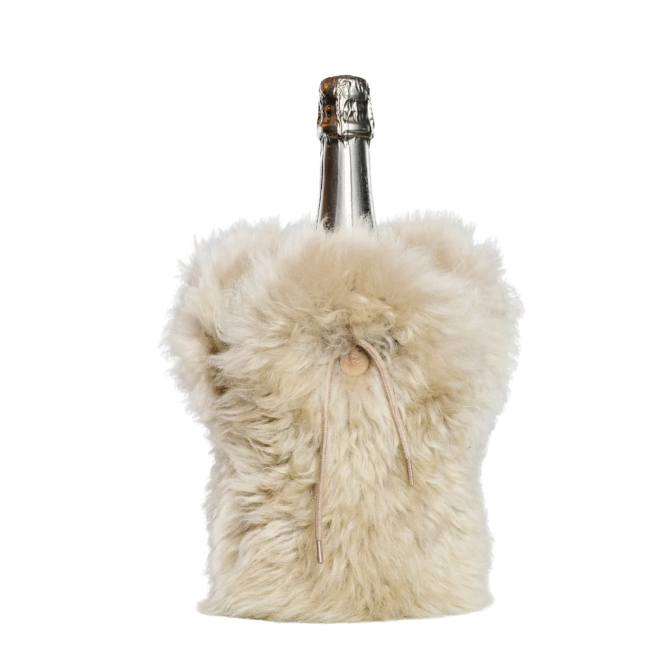 KYWIE vyno butelio šaldiklis iš avies kailio, Champagne stone fluffy