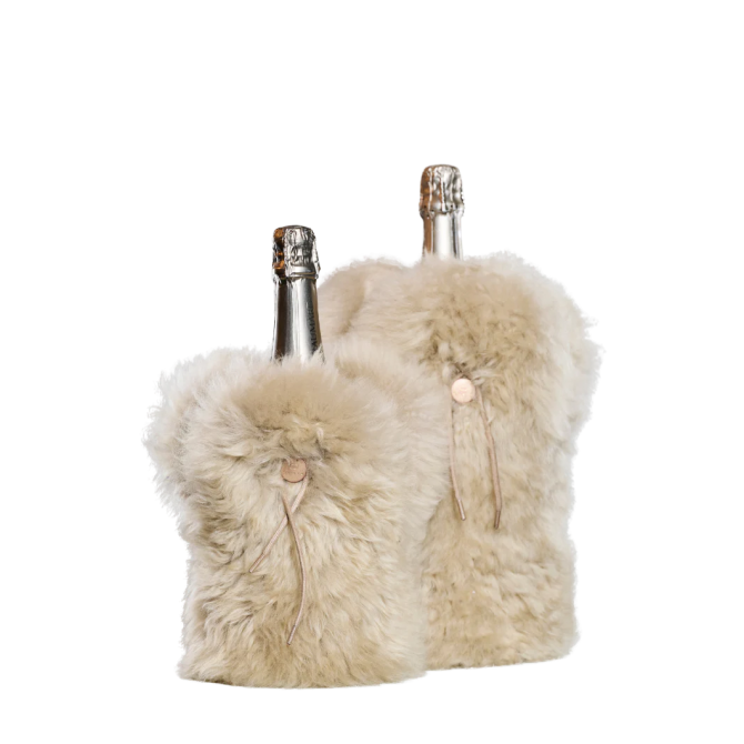 KYWIE vyno butelio šaldiklis iš avies kailio, Champagne stone fluffy