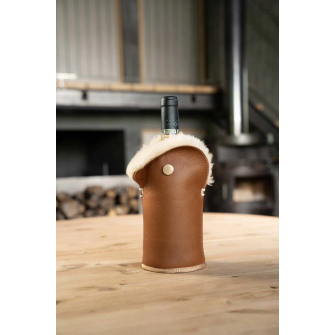 KYWIE vyno butelio šaldiklis iš avies kailio, Tulip camel napa