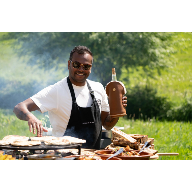 KYWIE vyno butelio šaldiklis iš avies kailio, Tulip camel napa