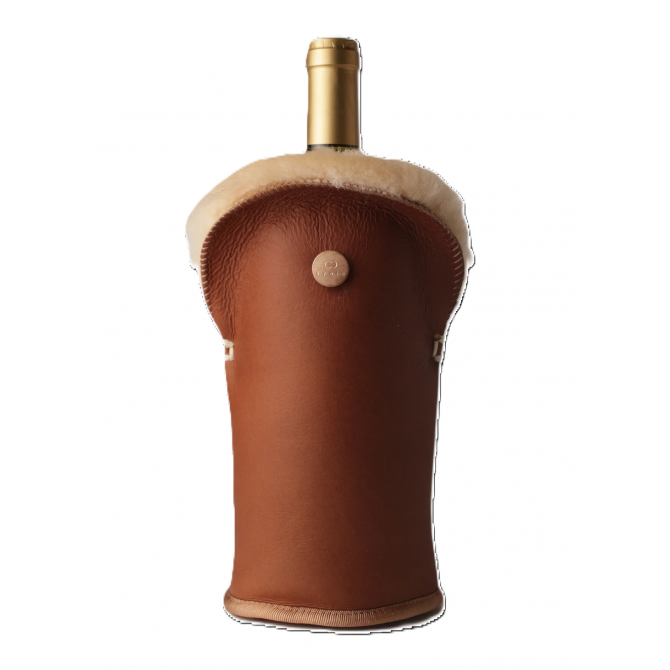KYWIE vyno butelio šaldiklis iš avies kailio, Tulip camel napa
