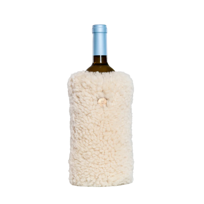 KYWIE vyno butelio šaldiklis iš avies kailio, Wine natural curly