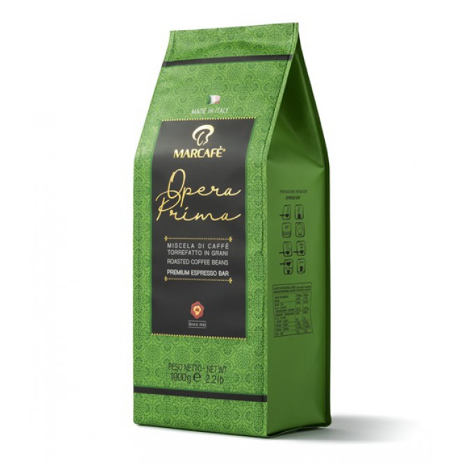 MARCAFE, OPERA PRIMA pupelės100% arabikos, lėtai skrudintos, idealios espresso kavos mėgėjams 