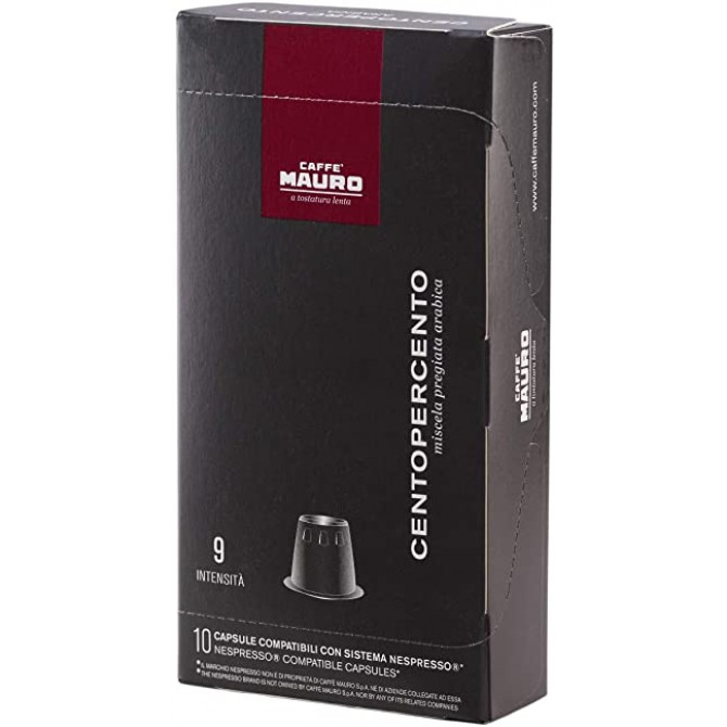 MAURO CENTOPERCENTO Nespresso kavos kapsulės, 10vnt. juoda, juoda kava, nespresso, mišinys
