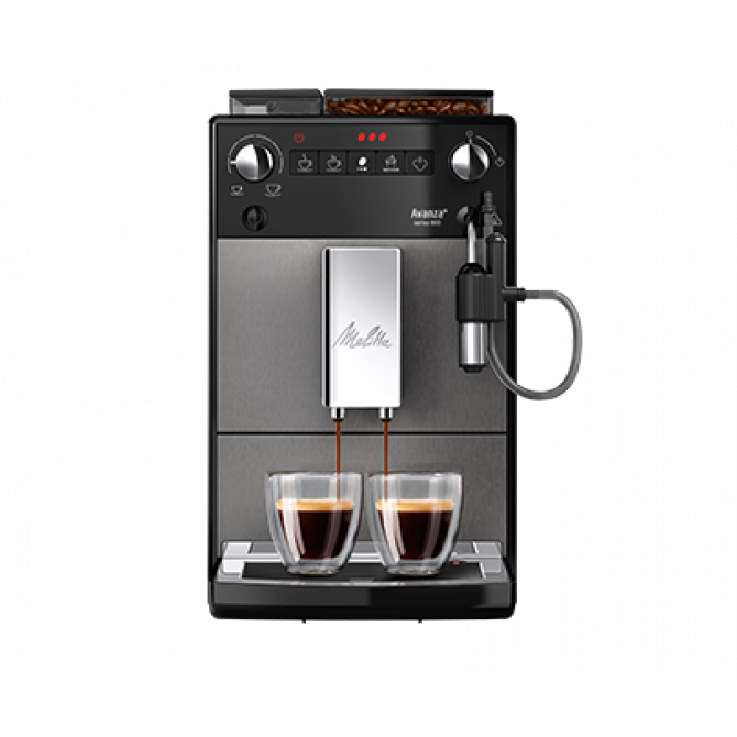 MELITTA AVANZA INMOULD automatinis kavos aparatas. Juodos spalvos. kompaktiškas