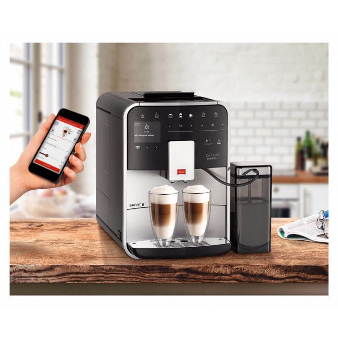 MELITTA BARISTA T SMART automatinis kavos aparatas, sidabro. Pilkos spalvos. Itališkas paruošimo procesas