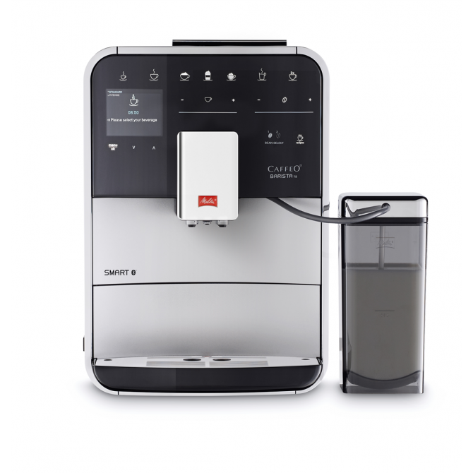MELITTA BARISTA TS SMART automatinis kavos aparatas, metalo. pilkos spalvos, yra 21 kavos receptas