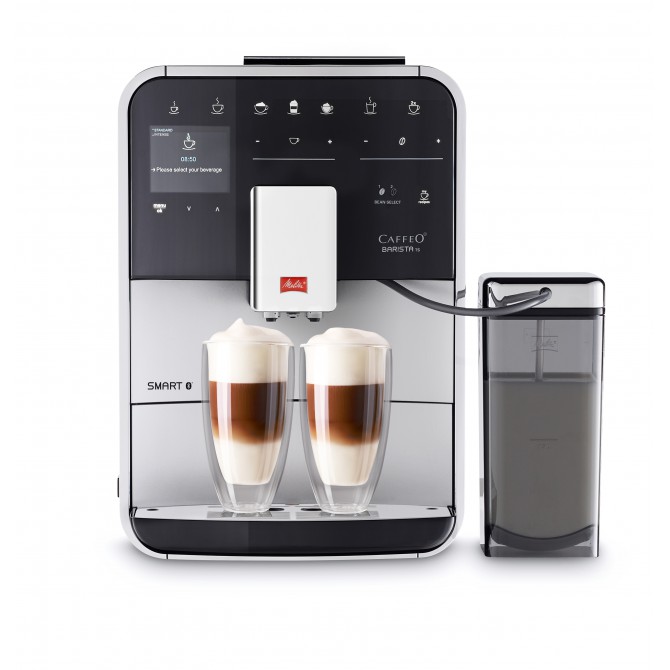 MELITTA BARISTA TS SMART automatinis kavos aparatas, modernus sidabrinis dizainas su itališku paruošimo procesu