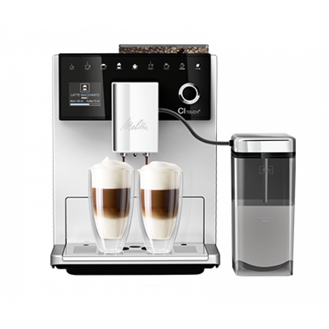 MELITTA CI TOUCH automatinis kavos aparatas, sidabro, pilkos spalvos, inovatyvus tyliai dirbantis malūnėlis