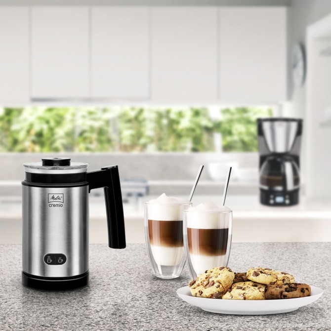MELITTA CREMIO pieno putų plakiklis, nerūdijančio plieno dizainas, patogus ir kompaktiškas