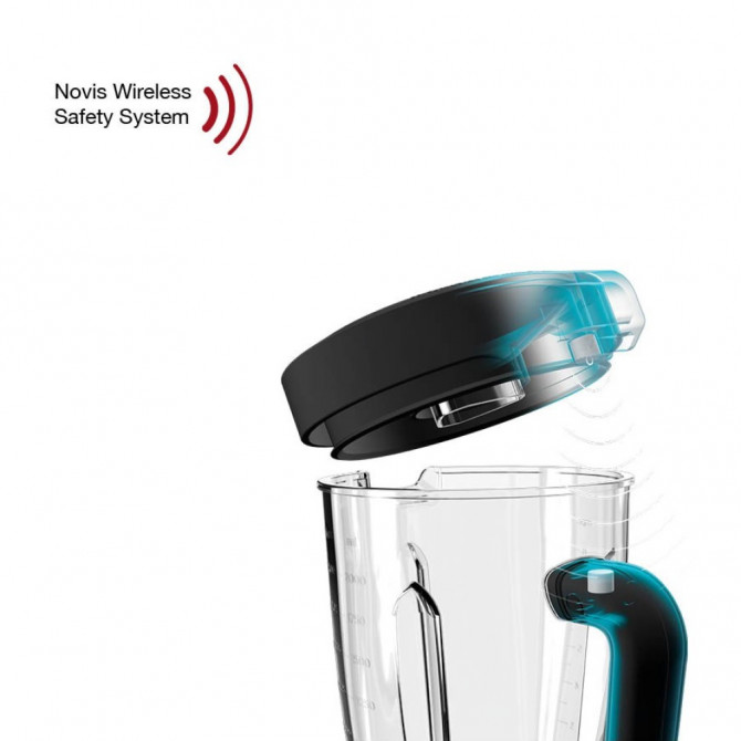 NOVIS Pro 880L blenderis, raudonas – sandarus dangtis, apsaugo nuo išsiliejimo maišant.