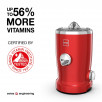 NOVIS Vita Juicer S1 sulčiaspaudė, raudona – turi atskirą antgalį citrusiniams vaisiams, idealus citrinoms, apelsinams ir kitoms citrusinėms sultims spausti.