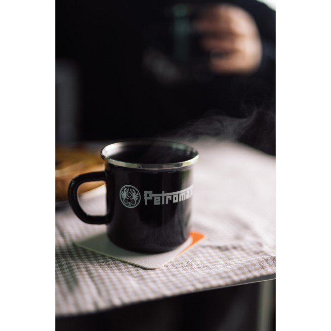 PETROMAX emaliuoto plieno puodelis, juodas