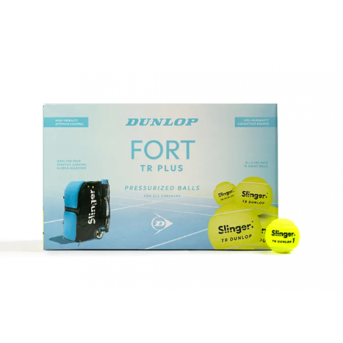 Teniso kamuoliukai Slinger Dunlop Fort TR Plus,  vakuumuotas pakavimas, užtikrinantis ilgalaikį šviežumą ir optimalų atšokimą, aukštos kokybės medžiagos