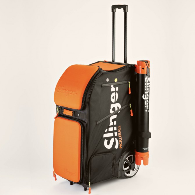 Slinger Bag piklbolo treniruoklis, nešiojamas treniruoklis piklbolo įgūdžiams lavinti, lengvai reguliuojamas kamuoliukų padavimo greitis ir kryptis