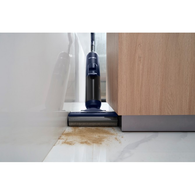 TINECO FLOOR ONE S6 PET belaidis grindų plovimo prietaisas - Blizgus juodas korpusas, sidabriniai akcentai, ergonomiška rankena, belaidis dizainas, modernus stilius