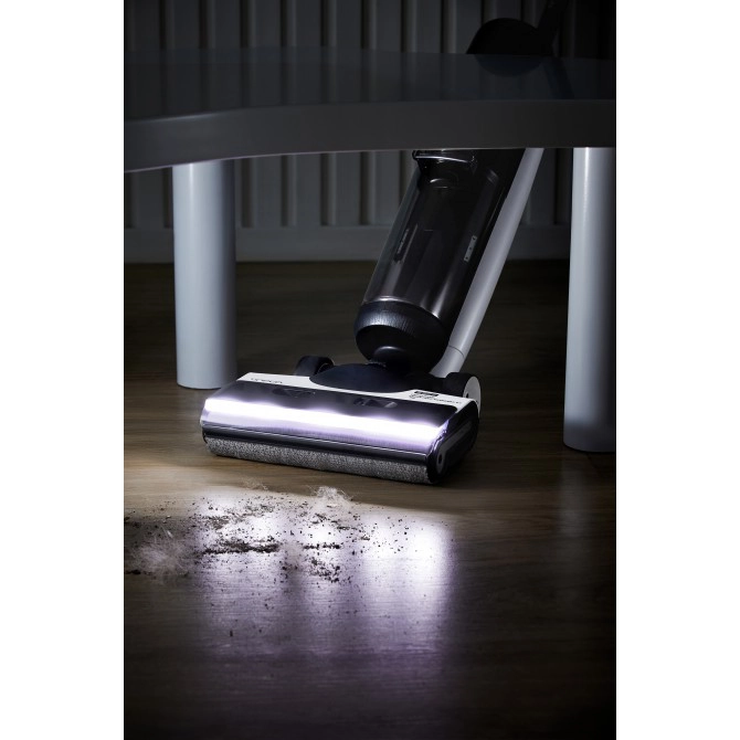 TINECO FLOOR ONE S7 Premium belaidis grindų plovimo prietaisas - Elegantiškas juodas korpusas, sidabriniai akcentai, modernus dizainas