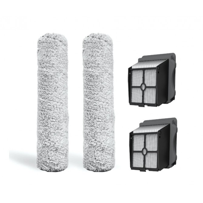 TINECO iFloor3 ir Floor One S3 atsarginės dalys – rinkinys su dviem voleliais ir dviem HEPA filtrais.