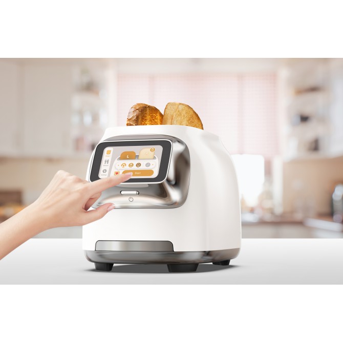 TINECO TOASTY ONE išmanus skrudintuvas - Stilingas baltas korpusas, lengvai naudojamas jutiklinis ekranas, energiją taupantis režimas, tolygus skrudinimas, kompaktiška forma