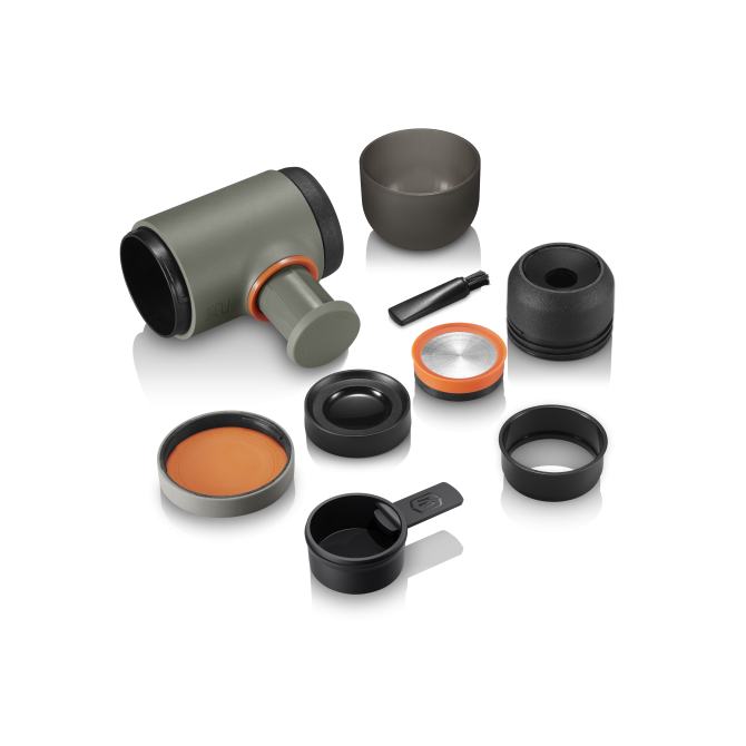 WACACO MINIPRESSO GRAY OLIVE nešiojamas espresso aparatas maltai kavai GR2, pilka alyvuogių